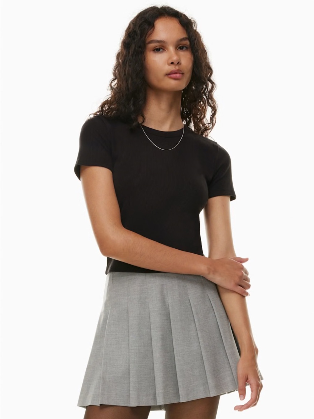 Aritzia “Sunday Best” Black Short Sleeve Ribbed Crop Top - Women